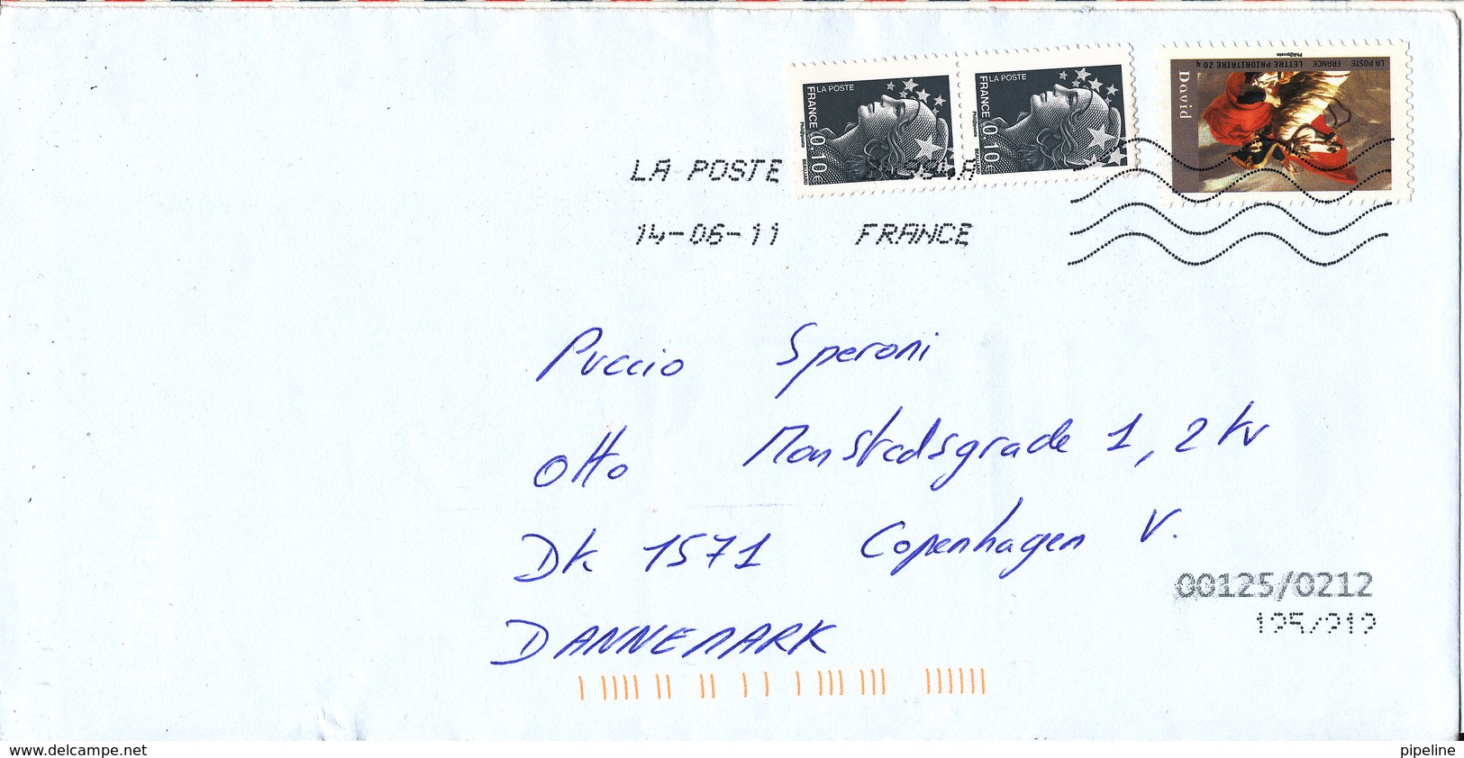 France Cover Sent To Denmark 14-6-2011 - Lettres & Documents