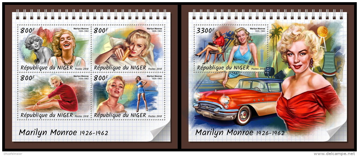 NIGER 2018 MNH** Marilyn Monroe M/S+S/S - OFFICIAL ISSUE - DH1832 - Femmes Célèbres