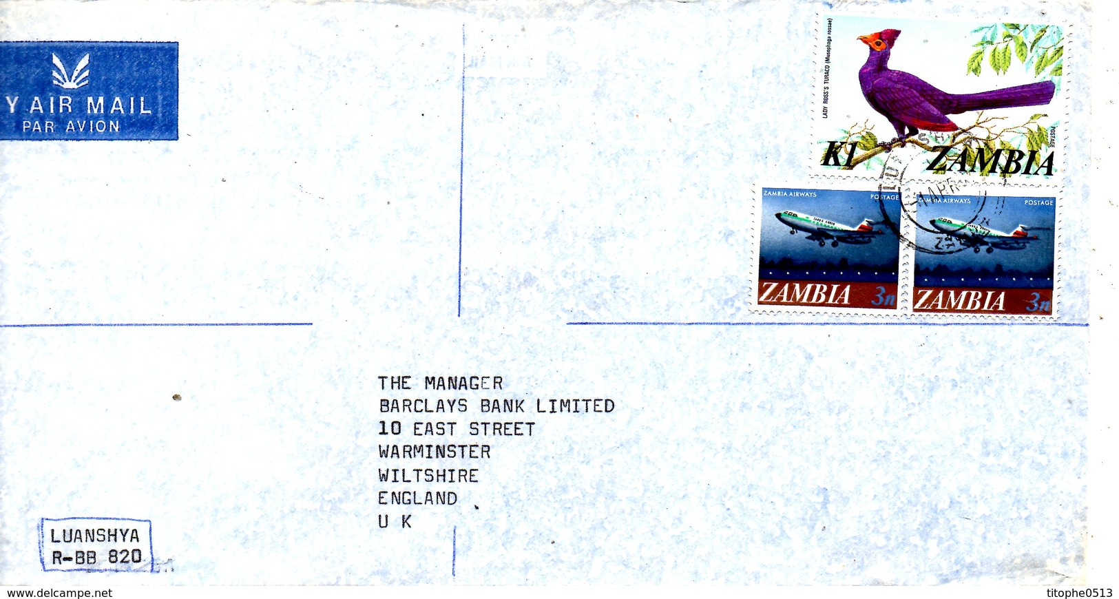 ZAMBIE. N°145 De 1975 Sur Enveloppe Ayant Circulé. Touraco. - Cuco, Cuclillos