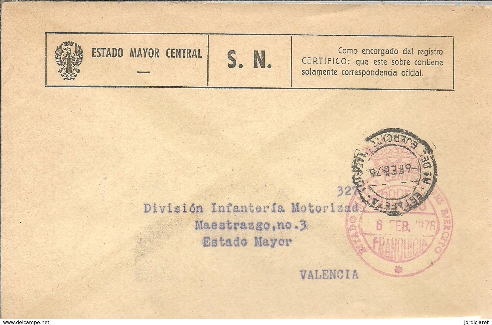 ESTADO MAYOR CENTRAL 1976 - Franchise Militaire