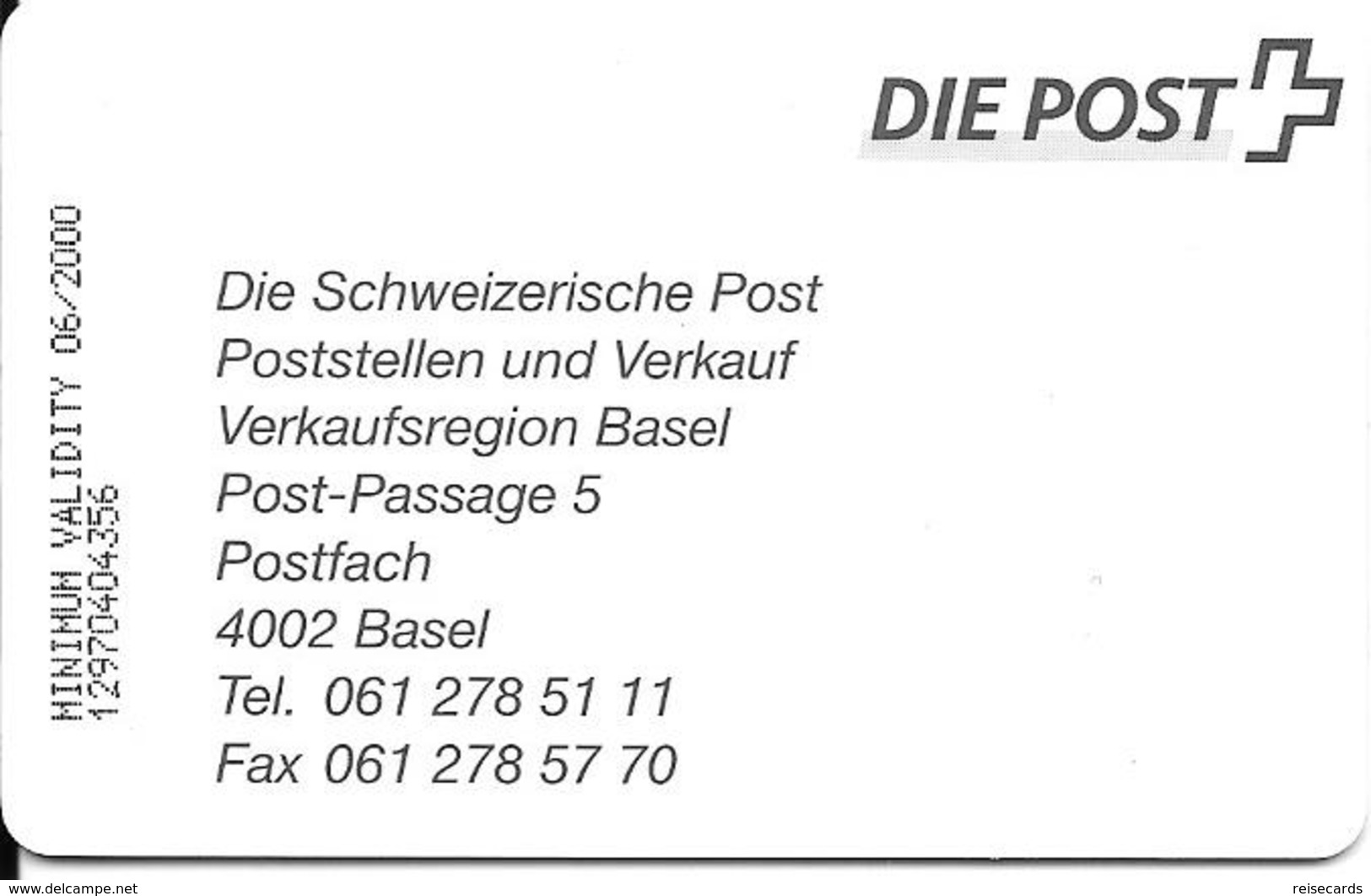 Swisscom: V-117 Die Post Basel - Dreiländereck. Mint - Schweiz