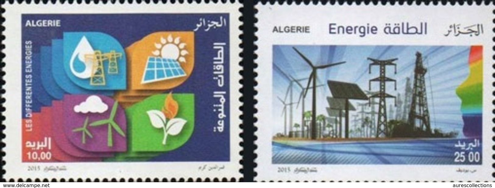 ALGERIE ALGERIA 2015 - ENERGIES ENERGY ENERGIE EOLIENNES SOLAIRE VOLTAIQUE WATER EAU ELECTRICITY OIL PETROLEUM - MNH ** - Wasser