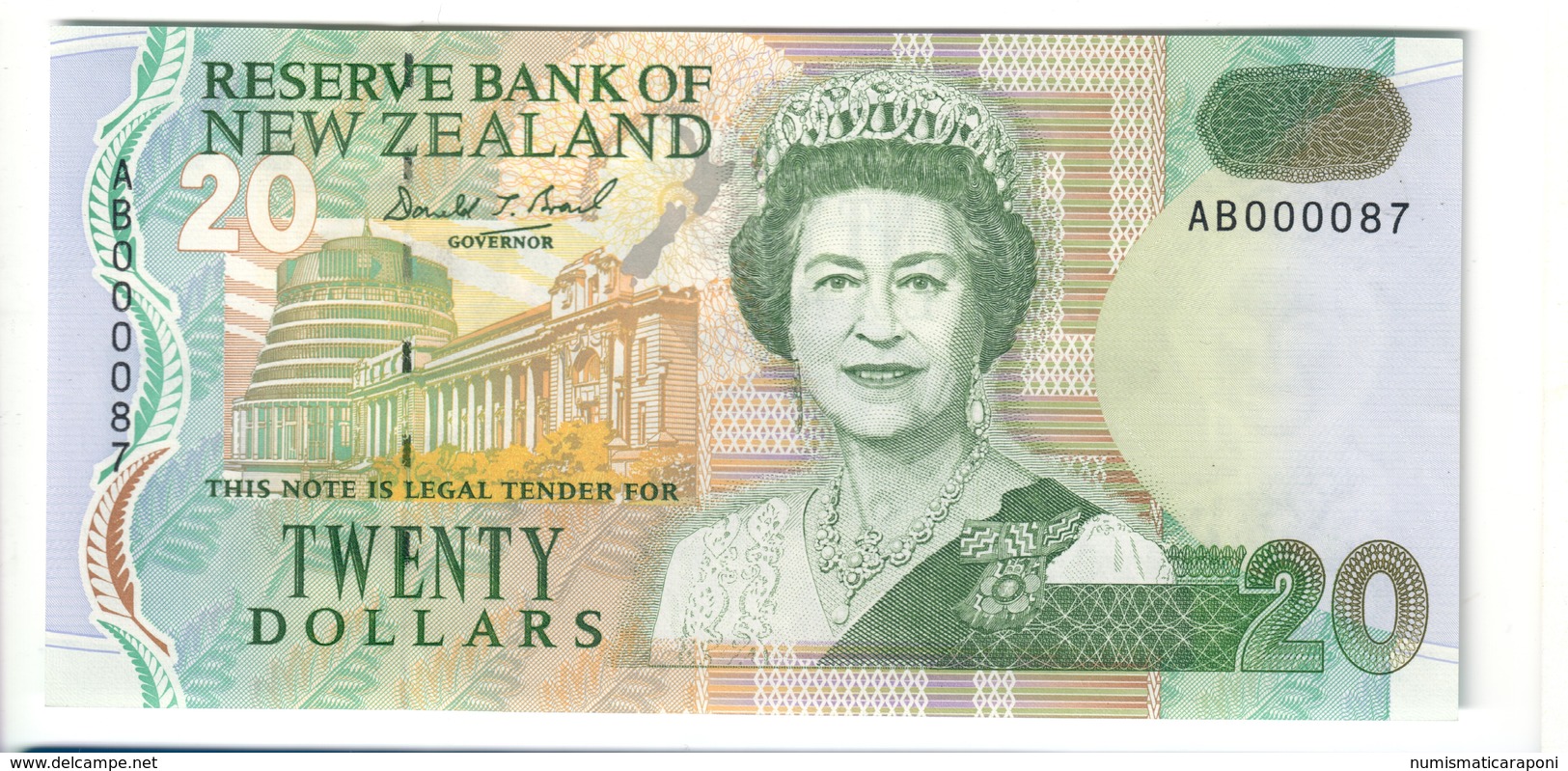 Nuova Zelanda NEW ZEALAND 20 Dollars 1992 Numeri Bassi AB000087 UNC Pick 179 LOTTO 2247 - Nuova Zelanda