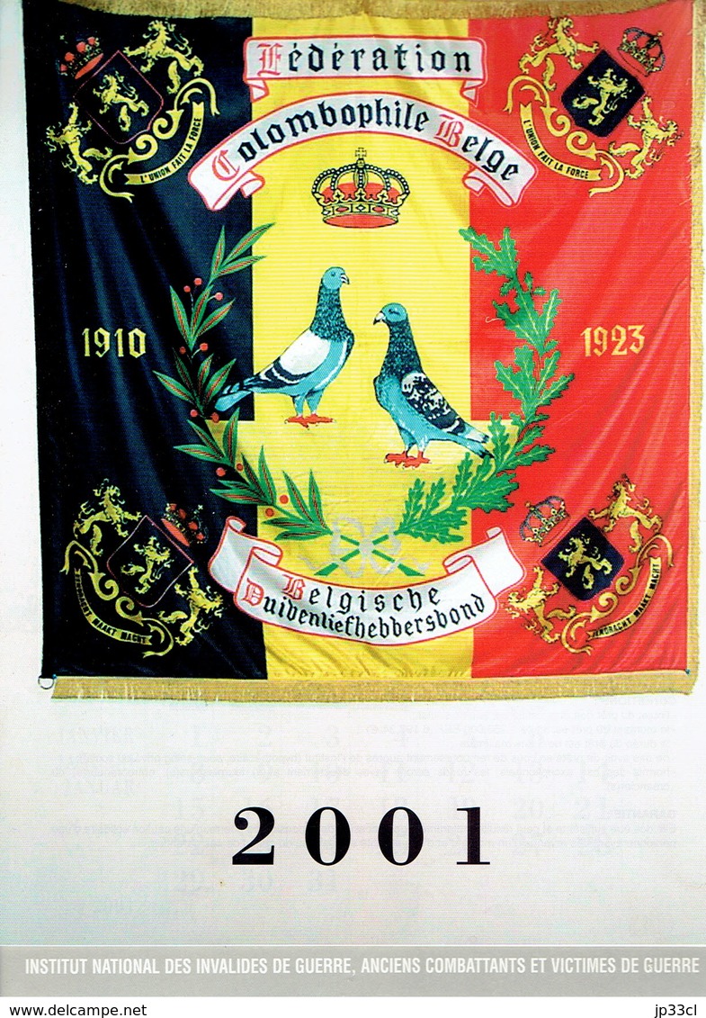 Pigeons Duiven Fédération Colombophile Belge Belgische Duivenliefhebbersbond Calendrier 2001 - Big : 2001-...