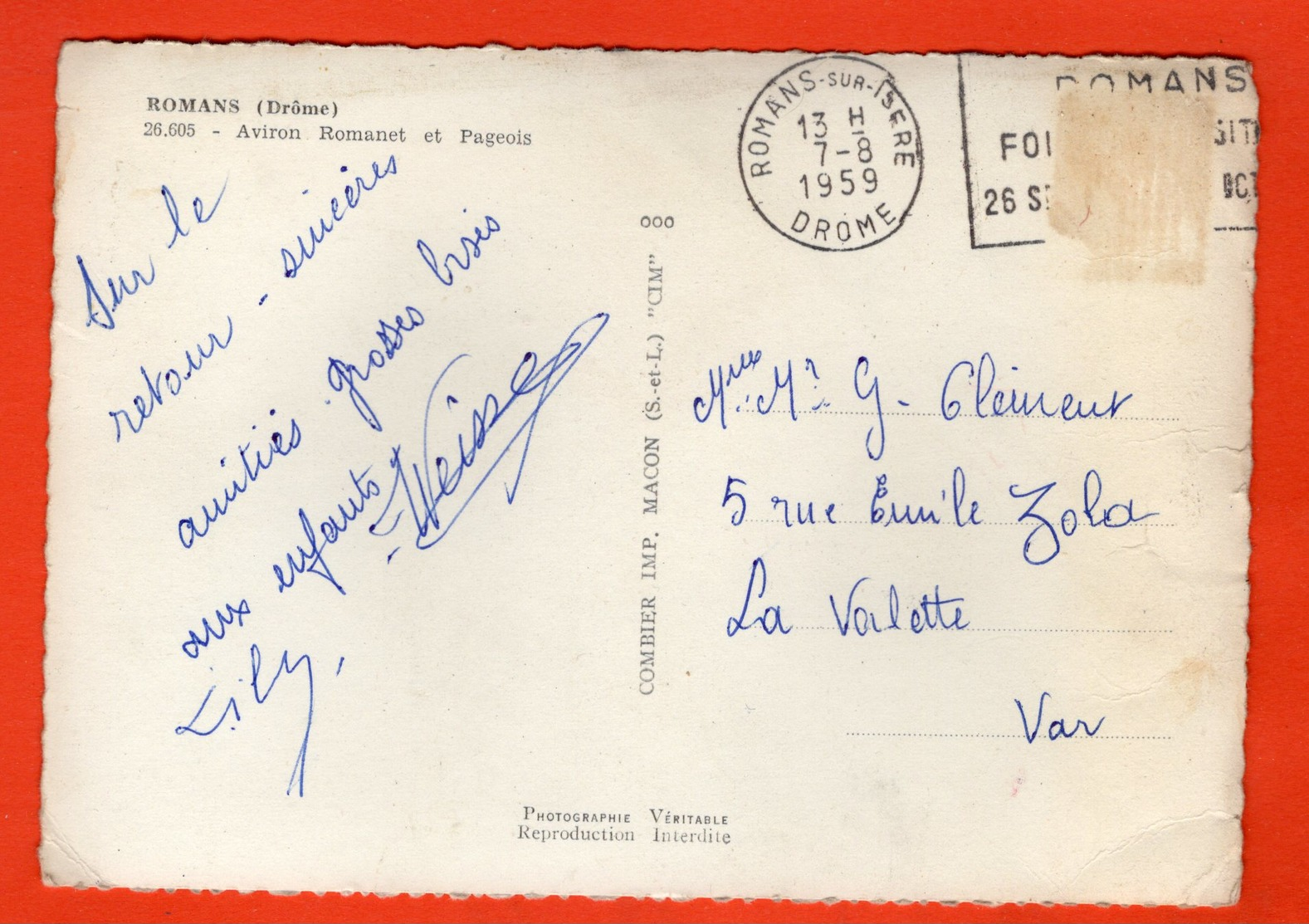 26 - ROMANS - AVIRON ROMANET ET PAGEOIS - 1959 - Romans Sur Isere