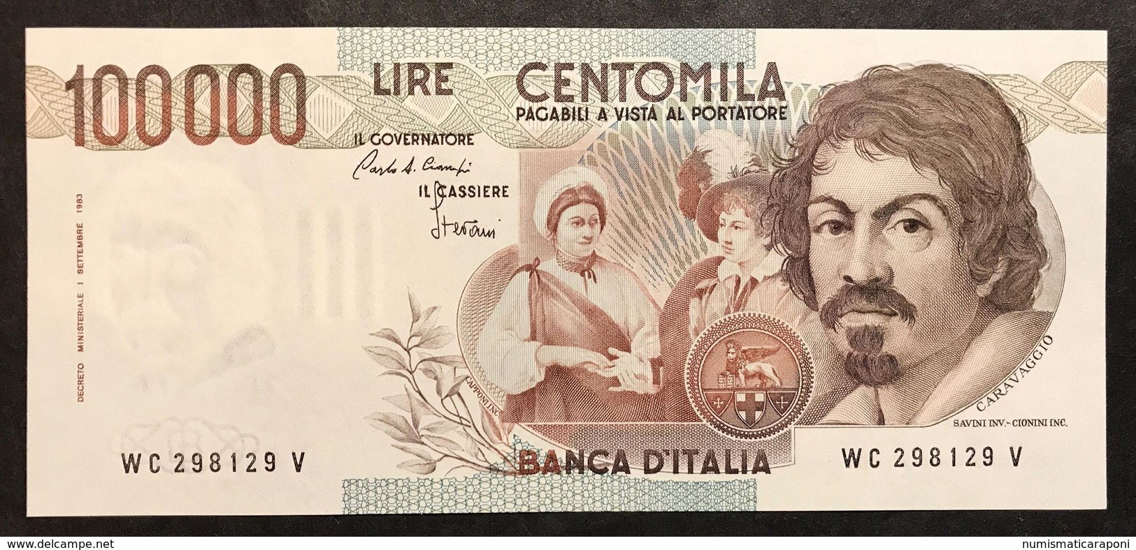 100000 Lire Caravaggio I° Tipo Serie C 1986 Sup/fds Lotto.2252 - 10.000 Lire