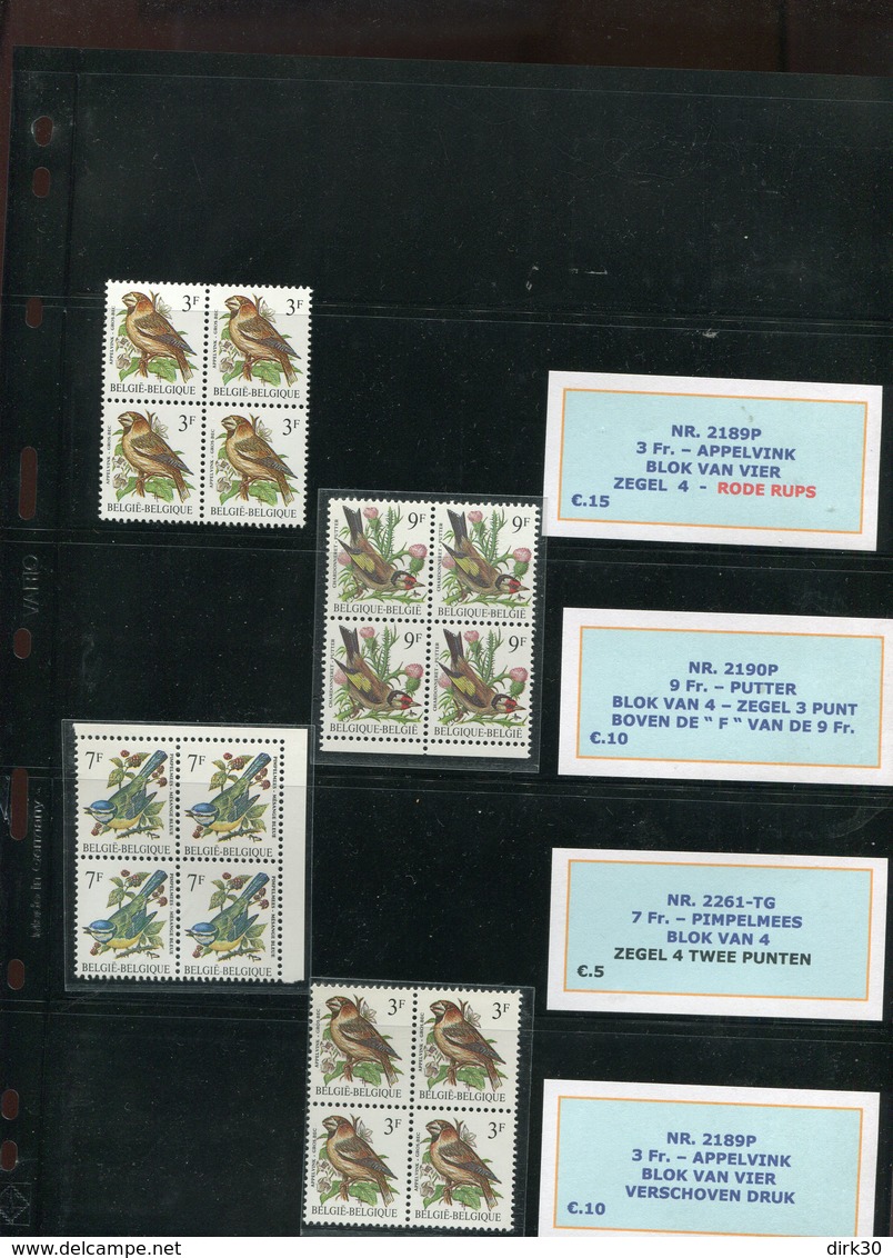 Belgie Andre Buzin Birds Variétés / Curiosités Sur Le 2189 2190 2261 RRR Varieteiten Curiositeiten - Non Classés