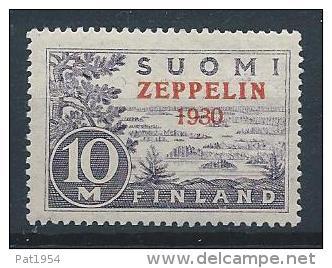 Finlande 1930 Poste Aérienne N°1 Neuf** MNH Surchargé Zeppelin - Ungebraucht