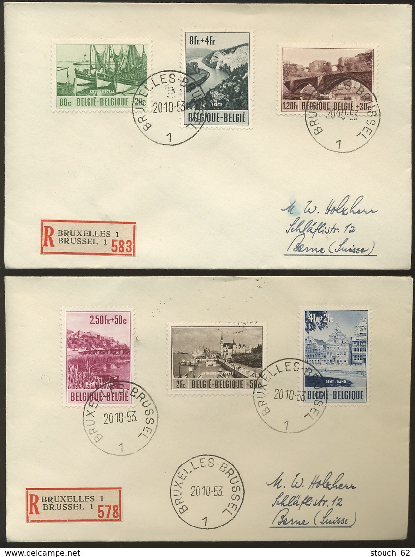 918/923  Tourisme   Sur 2 Lettres Recommandées Vers Suisse, Cachets Au Verso - Storia Postale