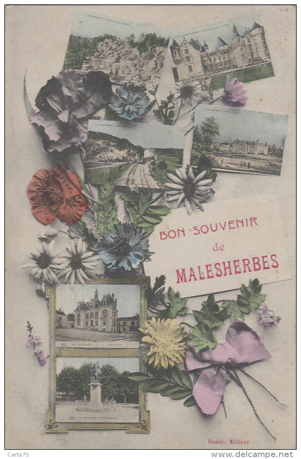 Malesherbes 45 -  Bon Souvenir - Editeur Bassin - 1908 - Malesherbes