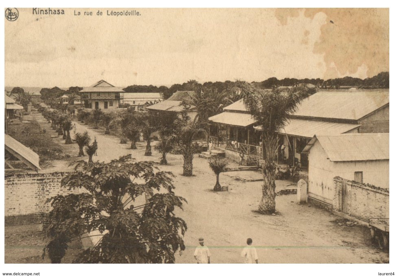 (ORL 148) Very Old Postcard - Rep Pop Congo / Zaire - Kinshasa Rue De Leopoldville  (with Congo Belge Stamp 1938) - Kinshasa - Léopoldville