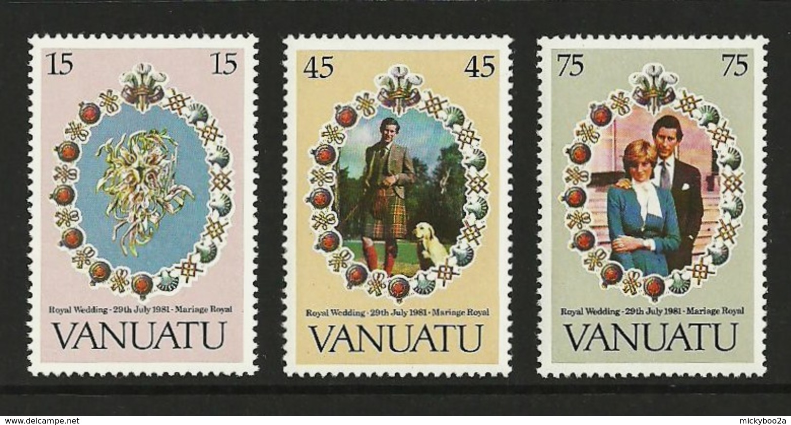 VANUATU 1981 ROYALTY ROYAL WEDDING CHARLES & DIANA SET MNH - Vanuatu (1980-...)