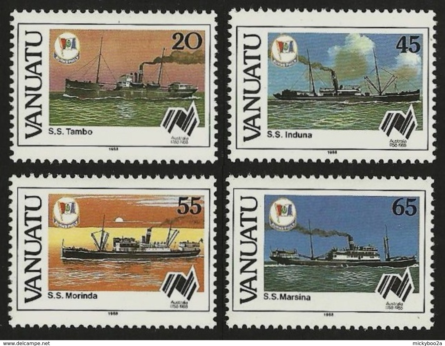 VANUATU 1988 SHIPS AUSTRALIAN BICENTENARY SET MNH - Vanuatu (1980-...)