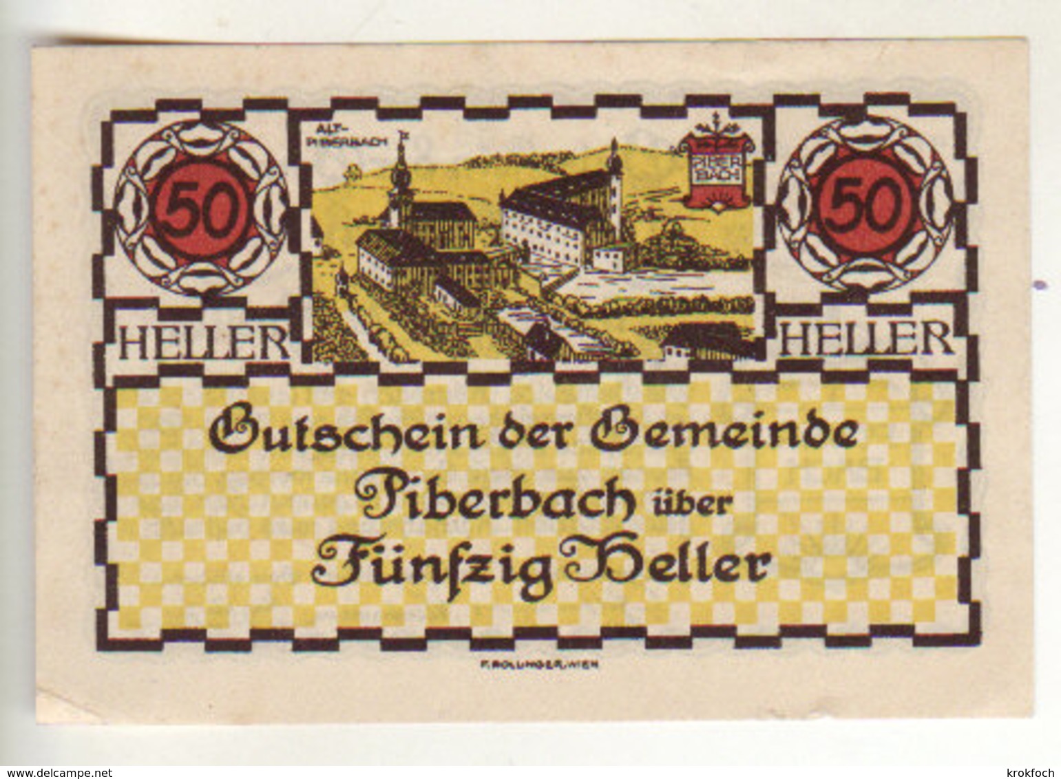 Gutschein Piperbach 1920 - 50 Heller - 2 Scans Recto-verso - Oesterreich