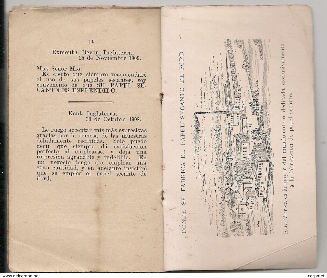 SAMPLES OF THE BLOTTER PAPER OF FORD - BOOK 7x12 cm - 14 pages c / 1910's with color samples and industry details