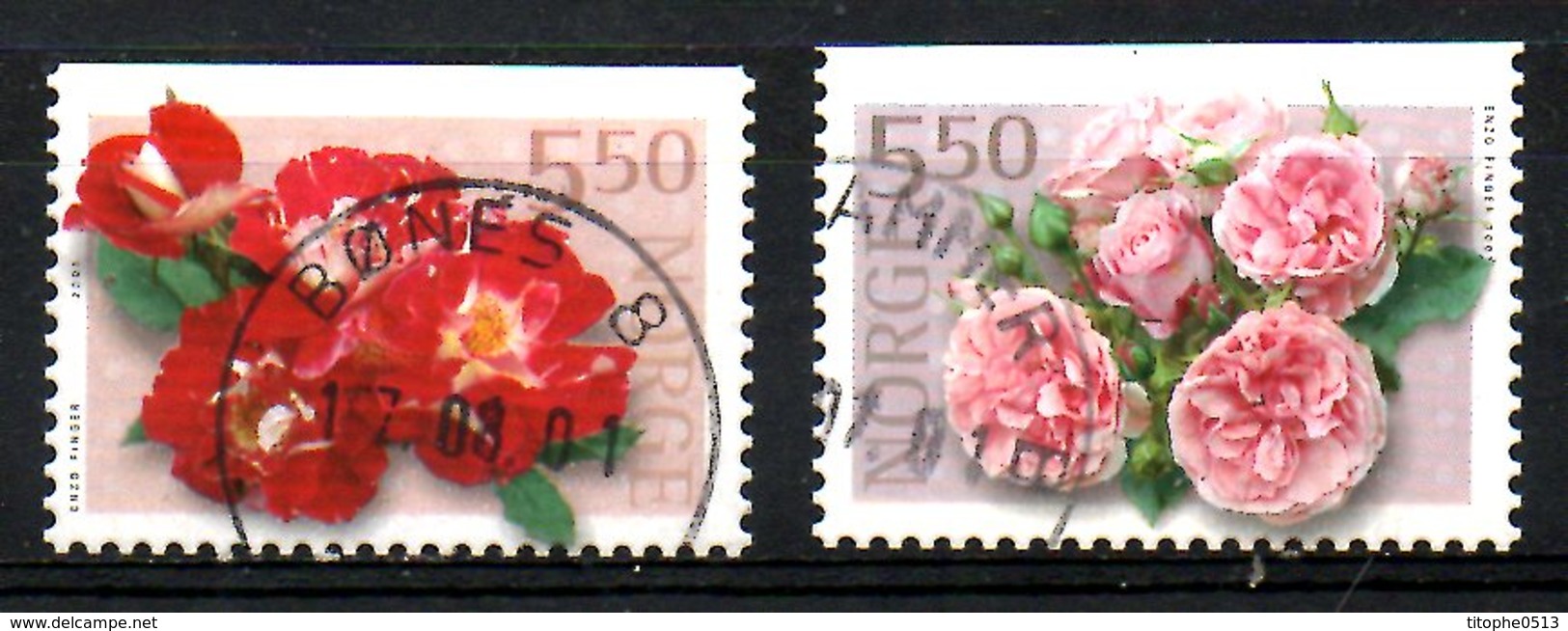 NORVEGE. N°1346-7 Oblitérés De 2001. Roses. - Roses