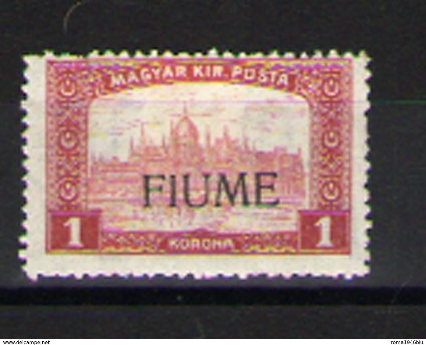 FIUME 1918 "VALORE GLOBALE"  1 LIRA SOPRASTAMPA A MANO  * GOMMA ORIGINALE  CERT. NIKOLA PETRIC - Fiume