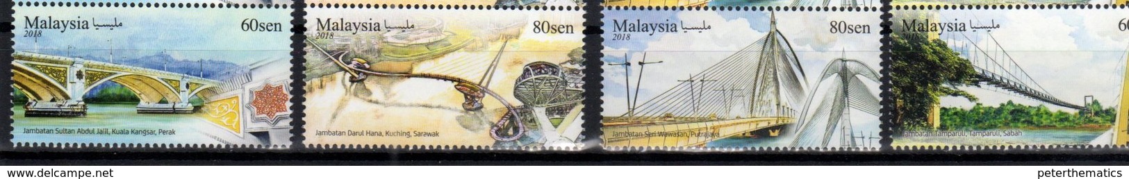 MALAYSIA, 2018, MNH, BRDIGES, ARCHITECTURE, 4v - Ponti