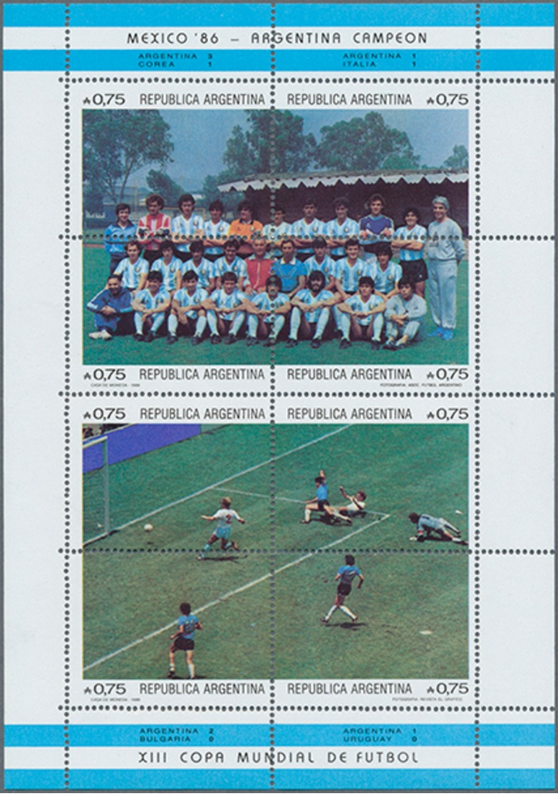 ** 1986, Argentinien Fussball-Weltmeister, 3x 2 Postfr. Kleinbogensätze, Mi. 94.- (Michel: 1825-1840(3)) - Sonstige & Ohne Zuordnung