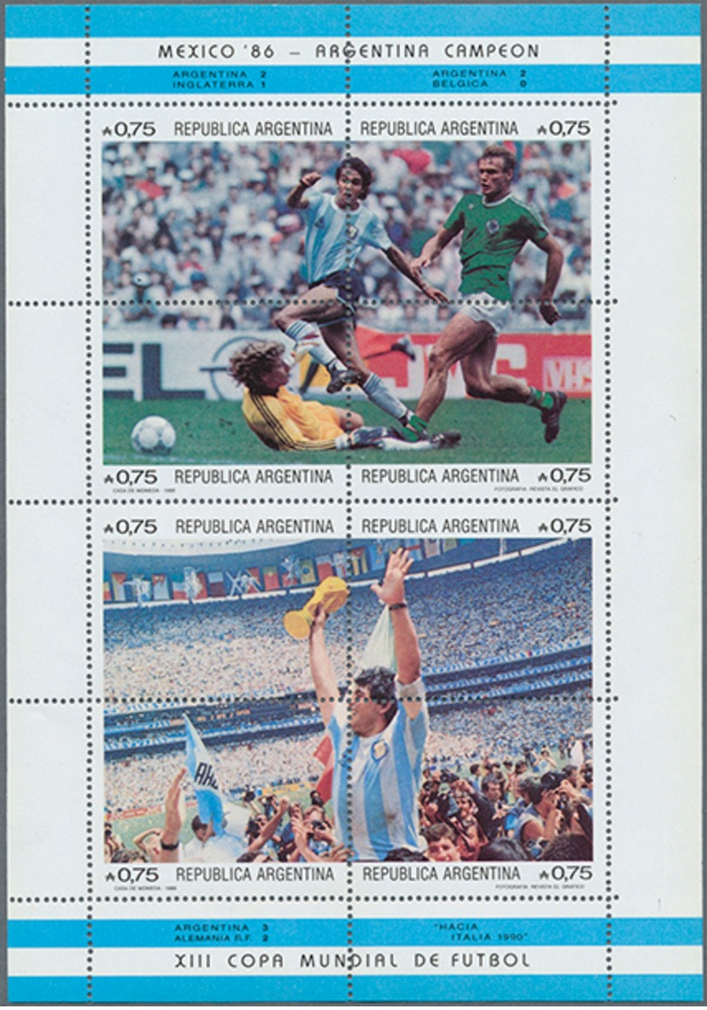 ** 1986, Argentinien Fussball-Weltmeister, 3x 2 Postfr. Kleinbogensätze, Mi. 94.- (Michel: 1825-1840(3)) - Sonstige & Ohne Zuordnung