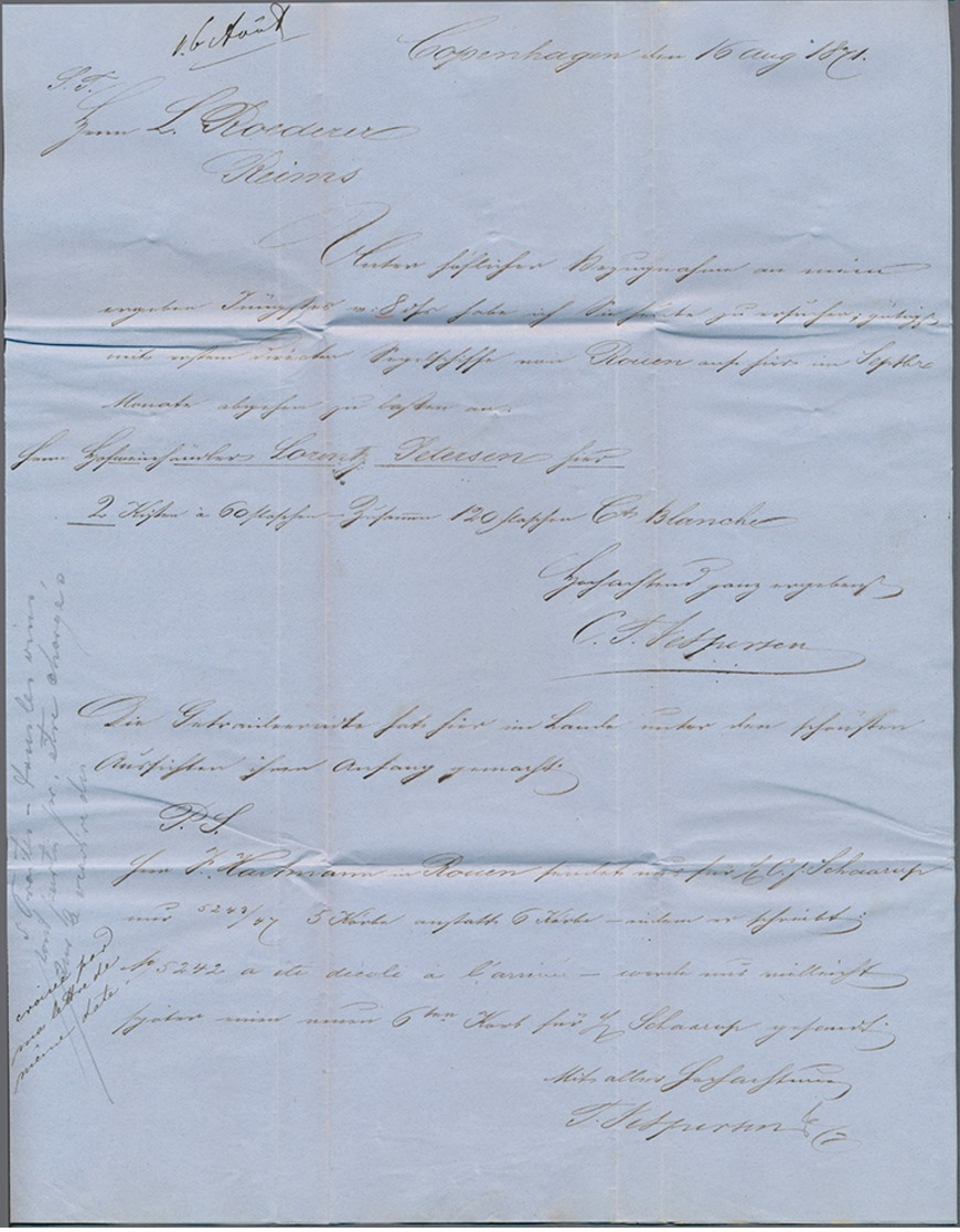 1871, Taxierter Pra.-Faltbrief Von Kopenhagen Nach Reims - Sonstige & Ohne Zuordnung