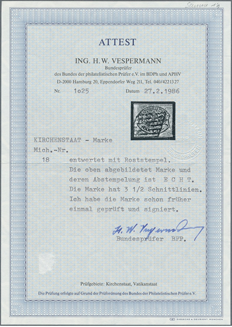 Gest. 1867, 80 C. Wappen Schwarz A. Rosa Mit Sauberem Roststempel, Lt. FA Vespermann Echt Mit 3 1/2 Schnittlinien, Sasso - Sonstige & Ohne Zuordnung