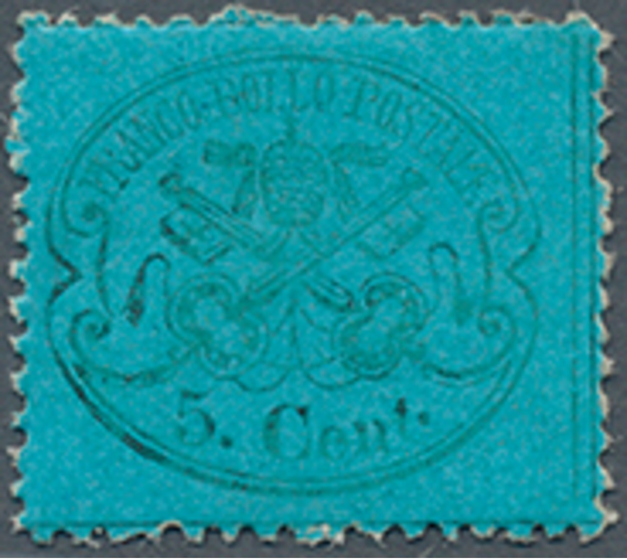 1868, 5 C. Schwarz A. Grünlichblau Postfrisch, Lt. FFA Sorani Echt Und Einwandfrei, Sassone 5600.- - Sonstige & Ohne Zuordnung