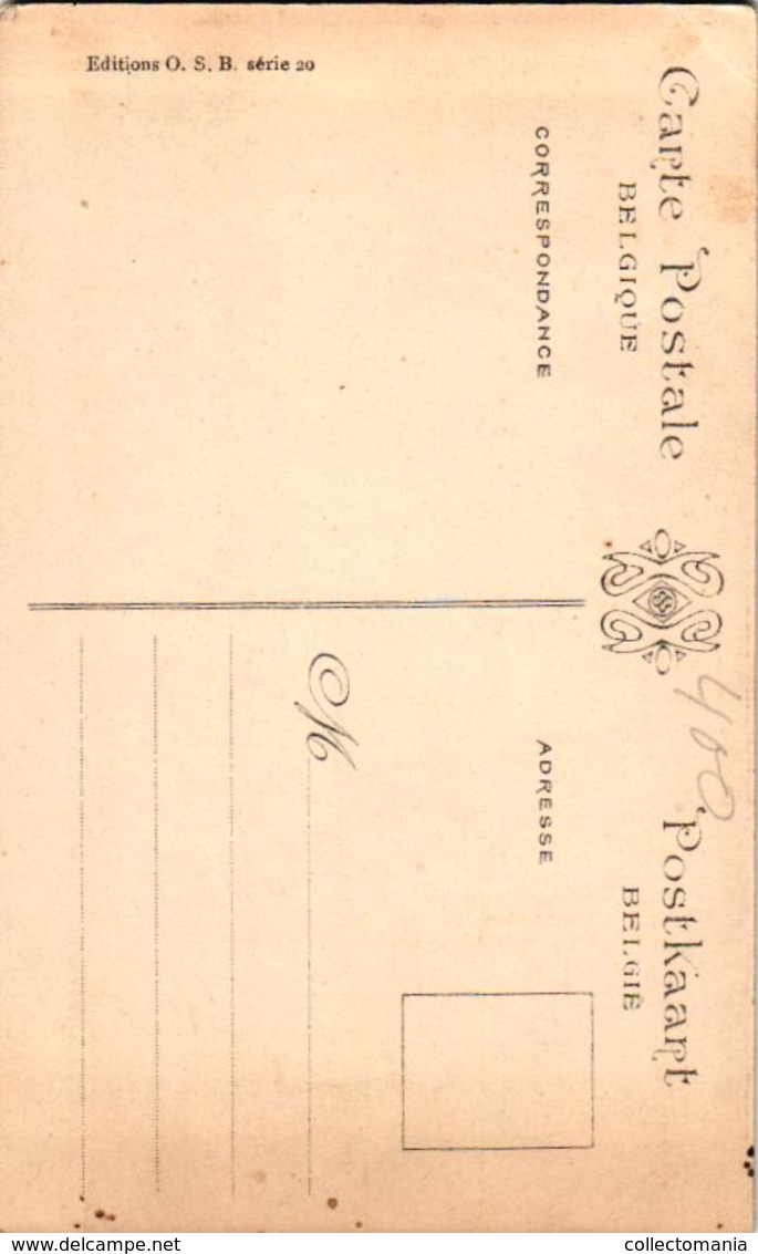 12 CPA  c1911 - édition O.S.B. SERIE 20  complet LITHO Attelage de Chiens, LAITIERES Belges transport canine