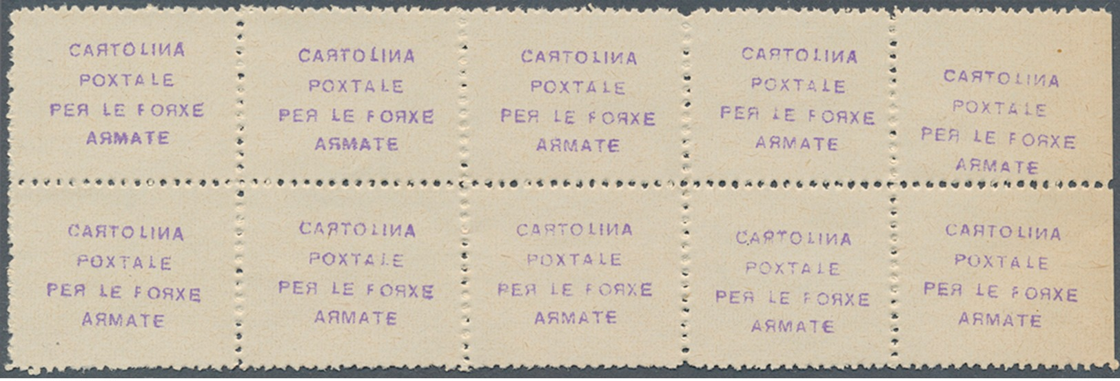 **/Paar 1941, Dniepropetrowsk, Spedizione Italiano In Russia, Etiketten Mit Violettem Aufdruck Cartolina/Poxtale/Per Le  - Sonstige & Ohne Zuordnung