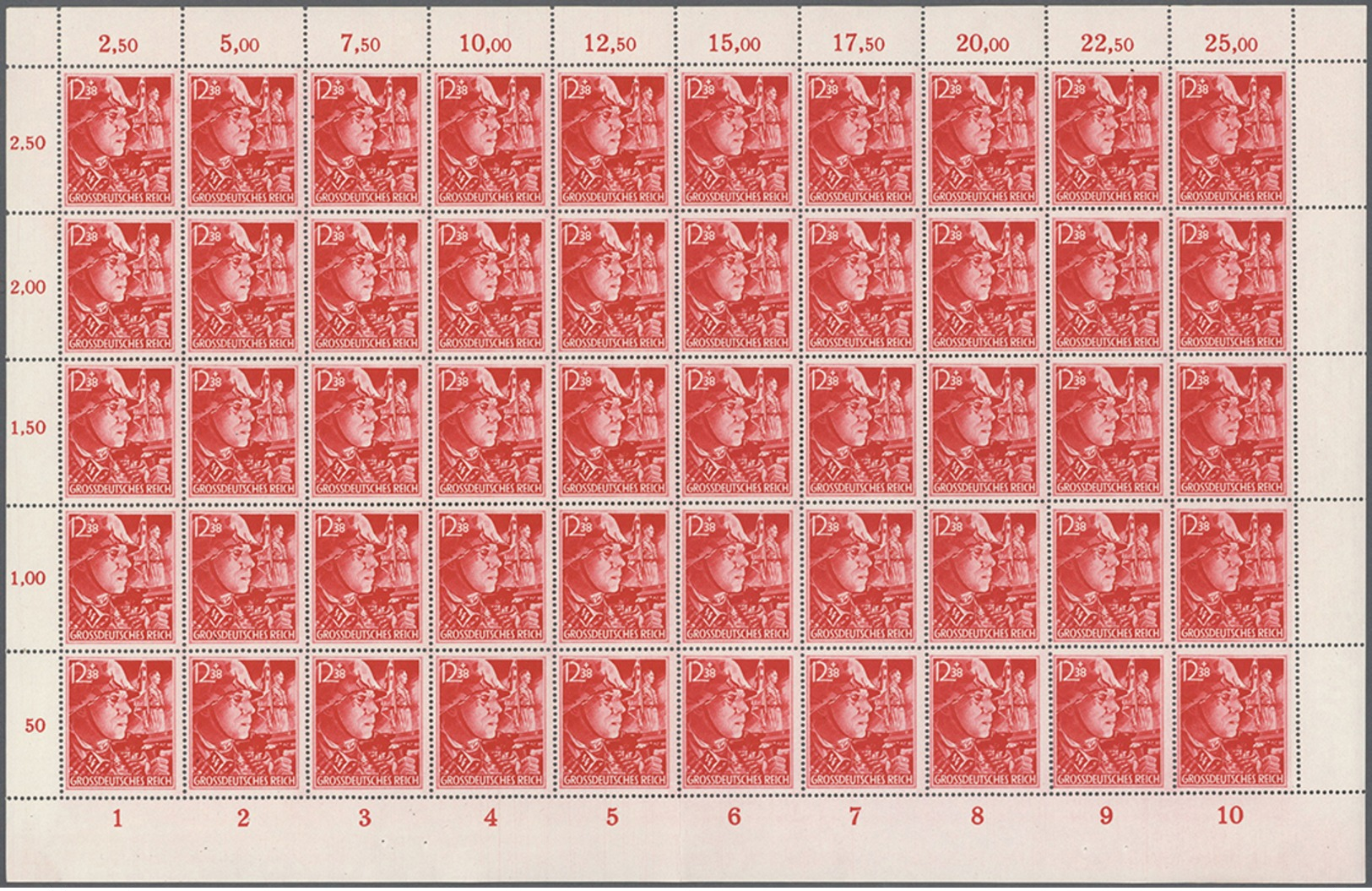 ** 1945, 12+38 Pf. SA U.SS In Postfr.Bogenteilen Zu Je 100 Marken,Mi.8000.- (Michel: 909-10(100)) - Sonstige & Ohne Zuordnung