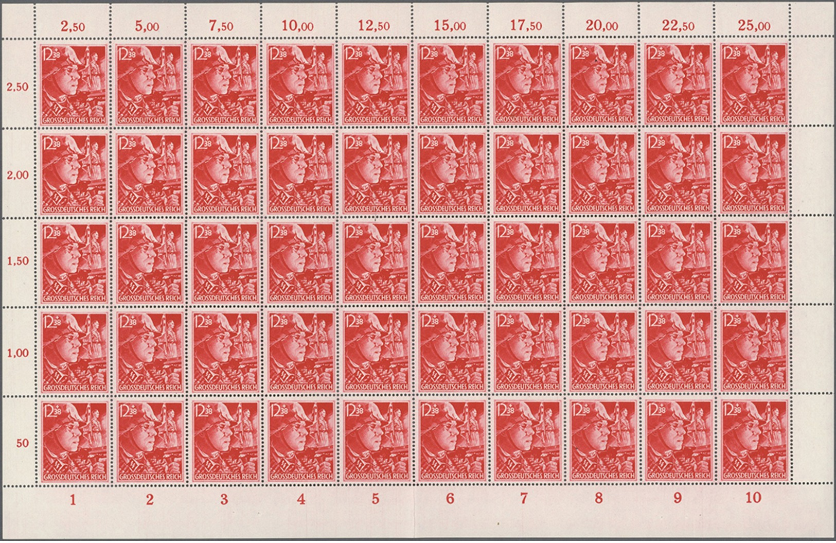 ** 1945, 12+38 Pf. SA U.SS In Postfr.Bogenteilen Zu Je 100 Marken,Mi.8000.- (Michel: 909-10(100)) - Sonstige & Ohne Zuordnung