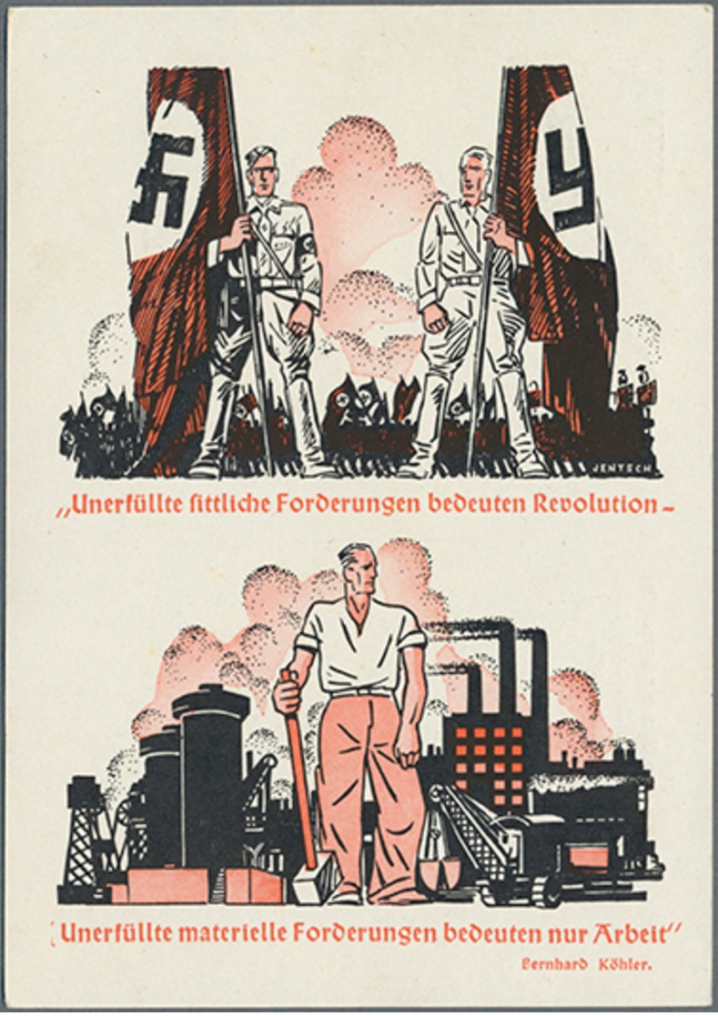 Beleg 1937, 6 Pf. Hindenburg, Grußkarte Vom NSDAP-Lehrgang Mit SSt Zum Tag Der Briefmarke, Fr. 65.- (Michel: 127 C 35) - Sonstige & Ohne Zuordnung