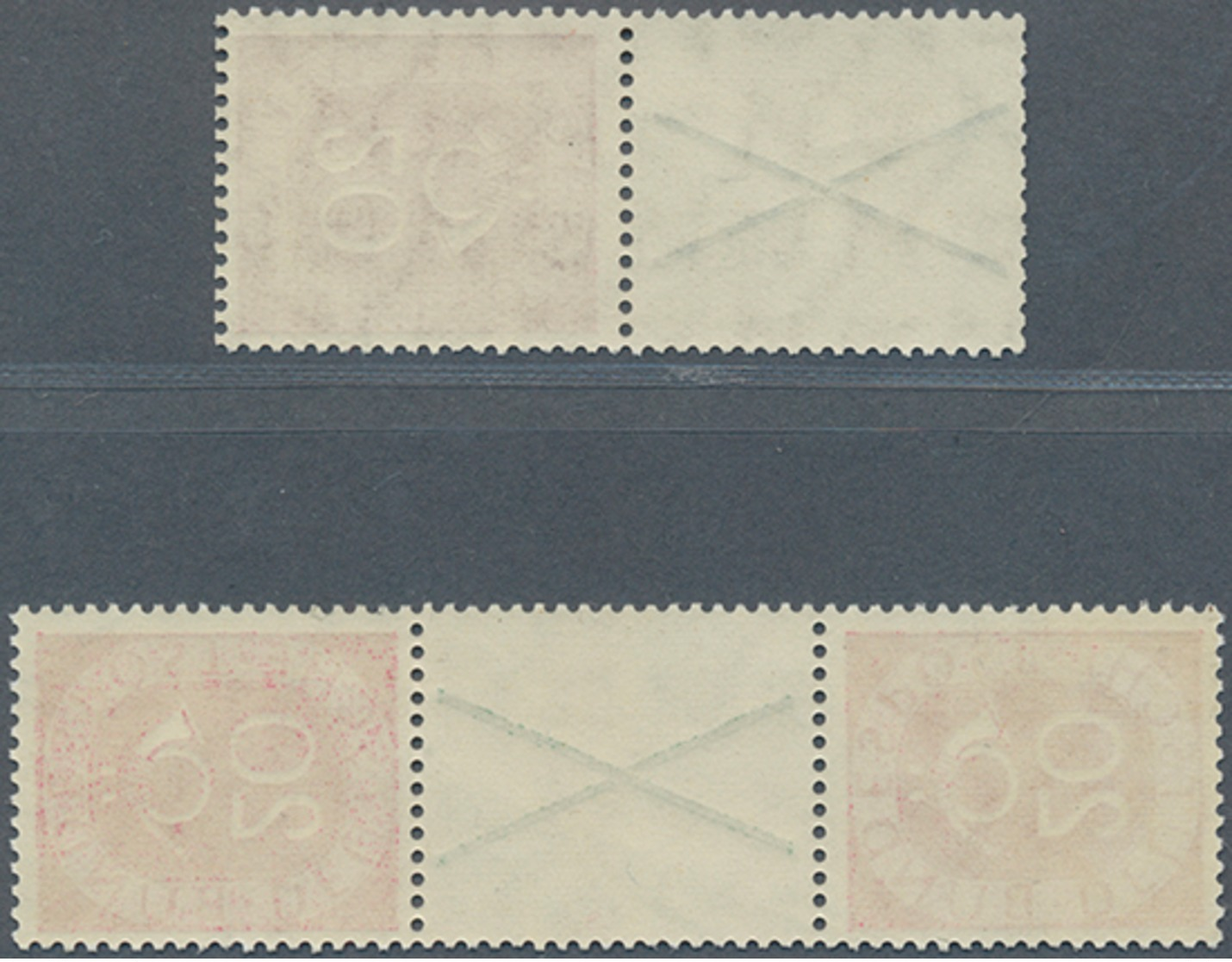 ** 1951, Posthorn, 20+X U.20+X+20, 2 Postfrische Senkr. Zusammendrucke, Mi.870.- (Michel: S 5,6) - Sonstige & Ohne Zuordnung