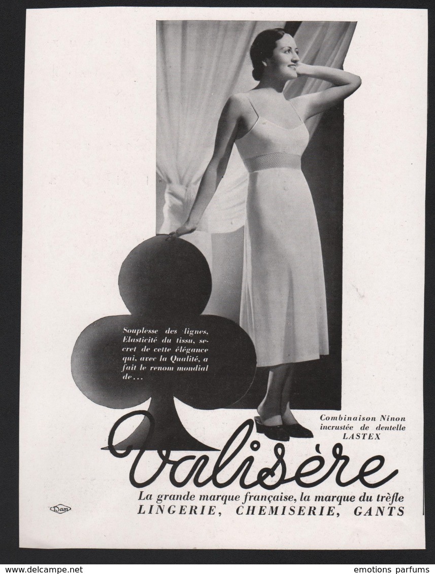 Publicité Papier 1936 Valisère  Sous Vetements Pin Up Soutien Gorge Lingerie - Advertising