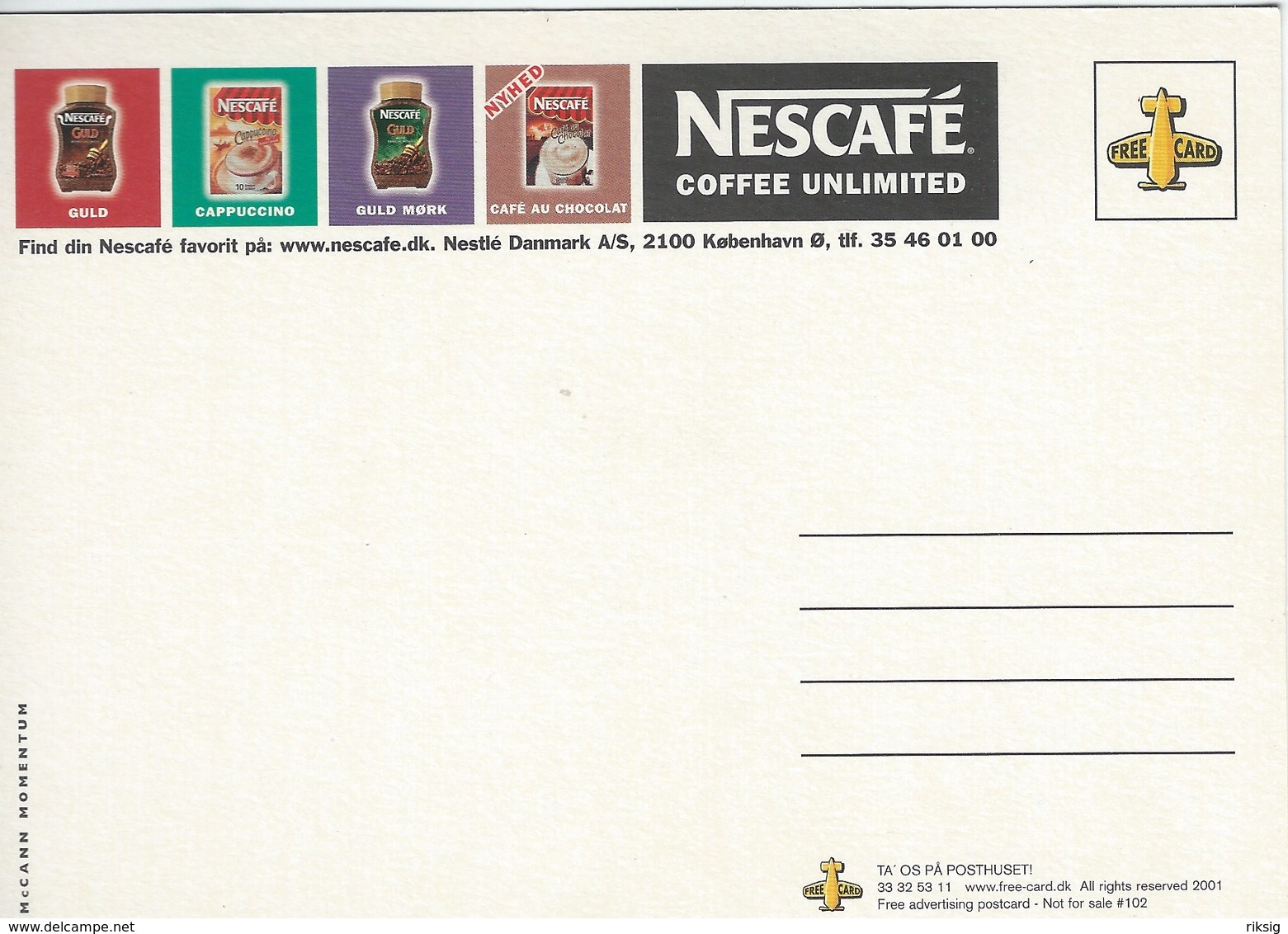 Nestlé - Nescafè.  Arvertising Card. Denmark   # 07894 - Advertising