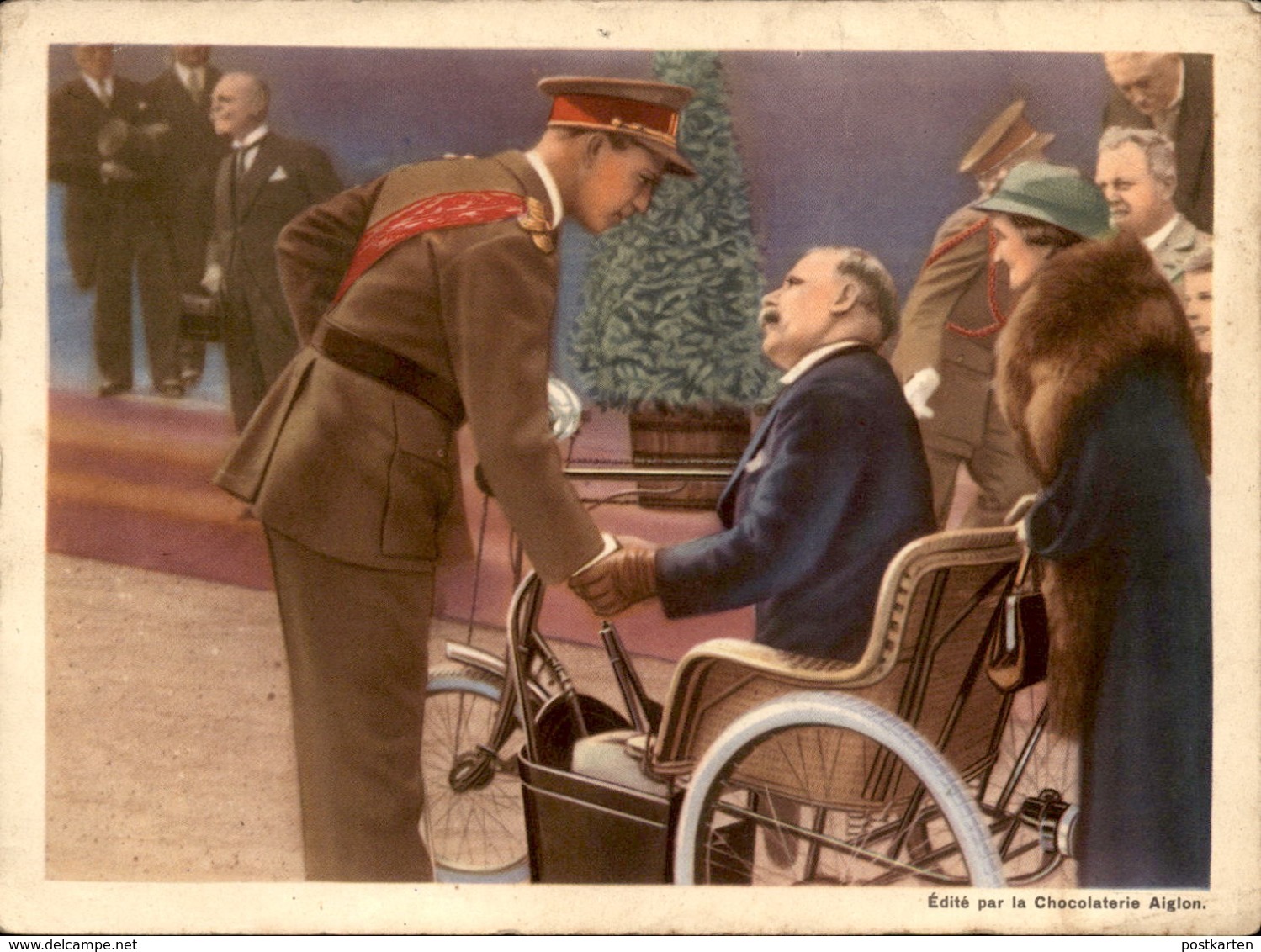 ALTES FOTO ROI LEOPOLD III. AVEC UN INVALIDE PLACE DES PALAIS CHOCOLAT L'AIGLON 19cm X 14 Cm Photo Bild König Rollstuhl - Ohne Zuordnung