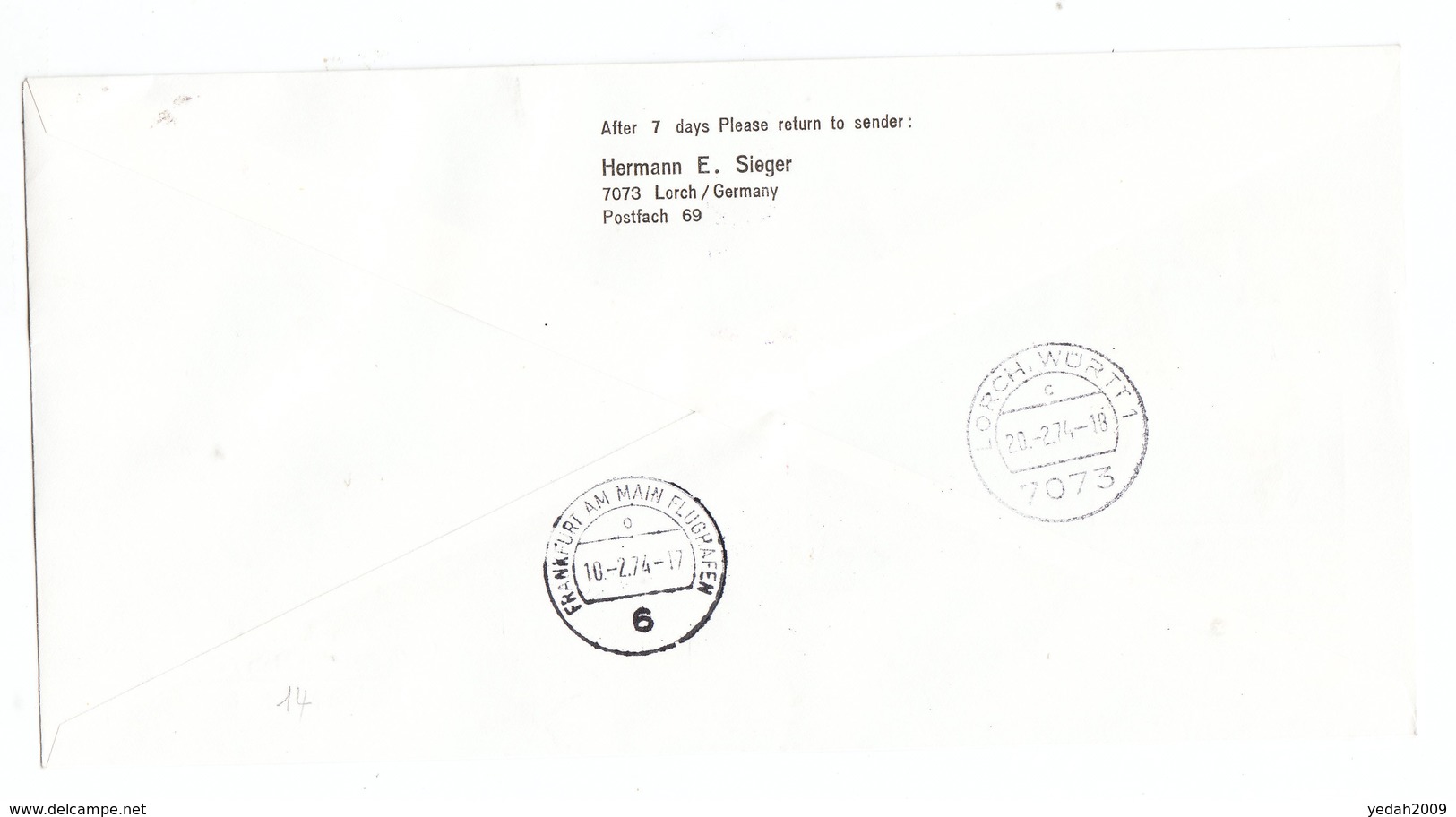 Brazil 40 YEARS OF SERVICE STUTTGART-NATAL-RIO LUFTHANSA LH 507 FFC 1974 - Airmail (Private Companies)