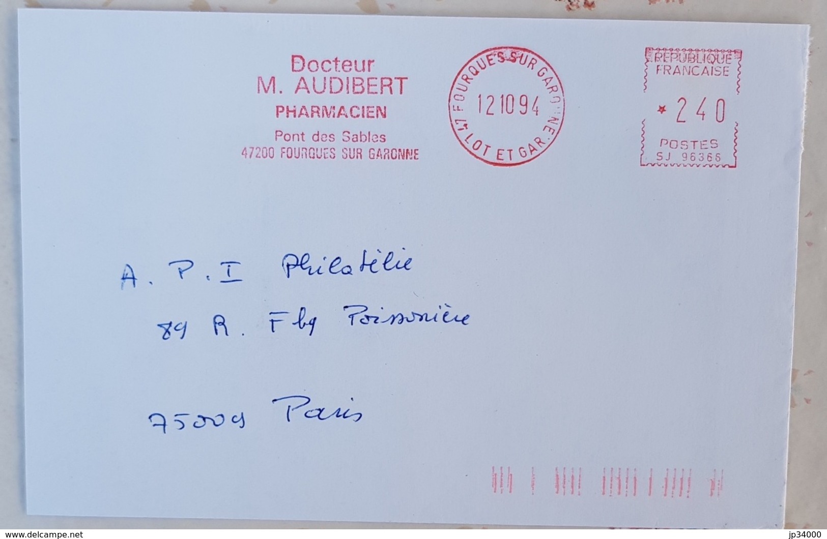 FRANCE Phamarcie, Medecine, Empreinte Mecanique (EMA) PHARMACIE AUDIBERT 47200 à Fourques Sur Garonne - Pharmacy