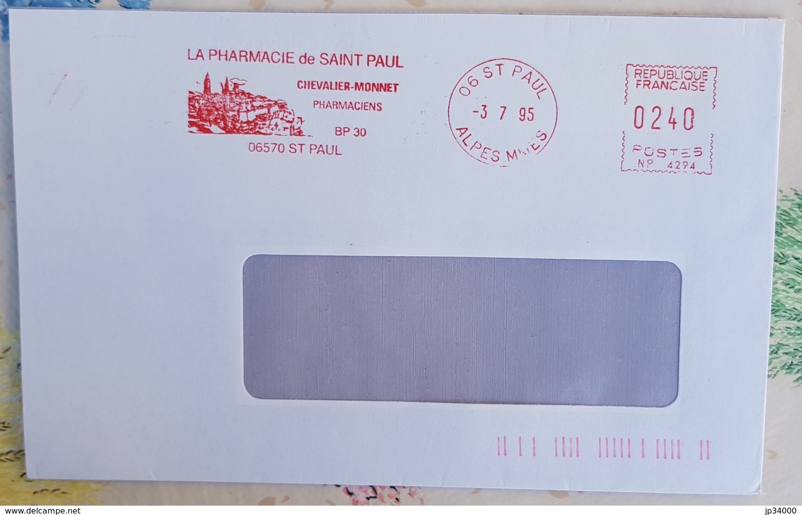 FRANCE Phamarcie, Medecine, Empreinte Mecanique (EMA) Pharmacie De SAINT PAUL Chevalier Monnet 06570 ST PAUL - Pharmazie
