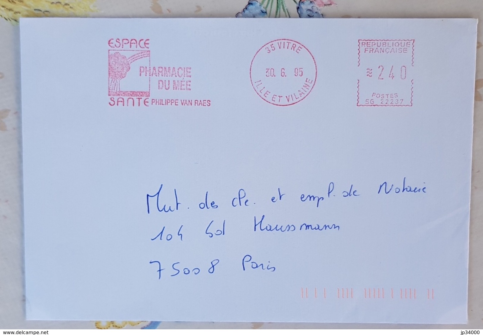 FRANCE Phamarcie, Medecine, Empreinte Mecanique (EMA) Pharmacie Du MEE. à Vitre 1995 - Pharmacie