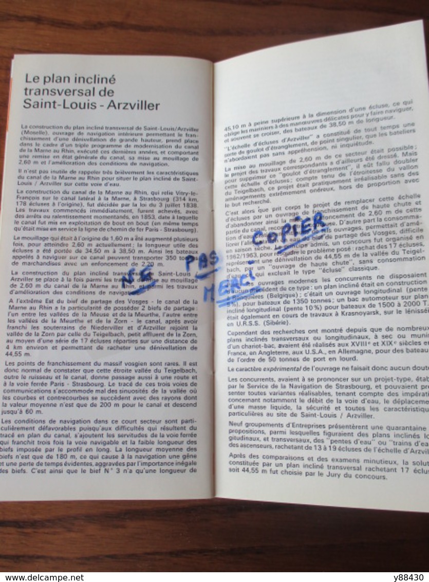 Dépliant de 1973 sur le LE PLAN INCLINE DE ST. LOUIS  ARZVILLER .57 -  - 20 pages -12 photos