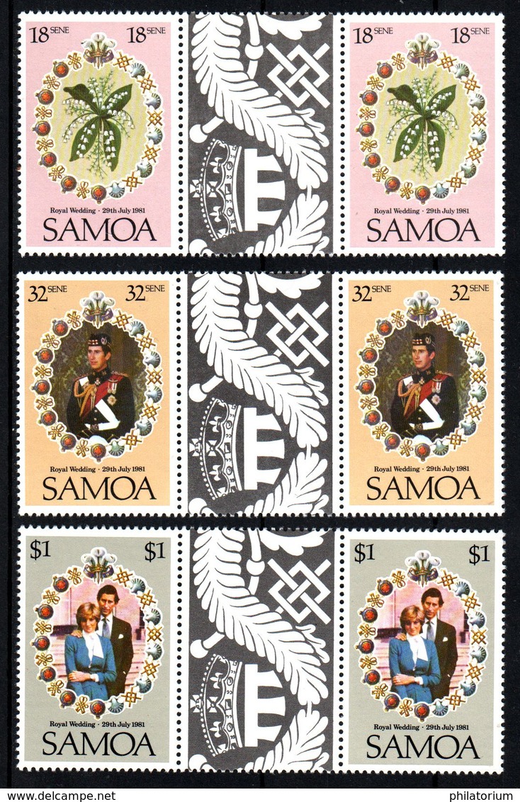 SAMOA  Mariage Prince Charles Lady Diana  Neufs Sans Charnière N° Yv 495 / 497 Avec Pont - Samoa