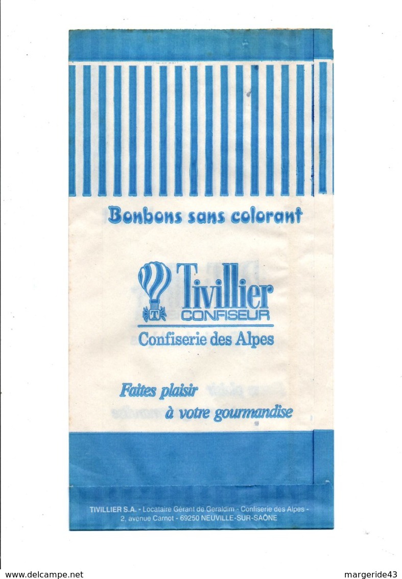 SACHET D'EMBALLAGE BONBONS TIVILLIER NEUVILLE SUR SAONE RHOEN - Autres & Non Classés