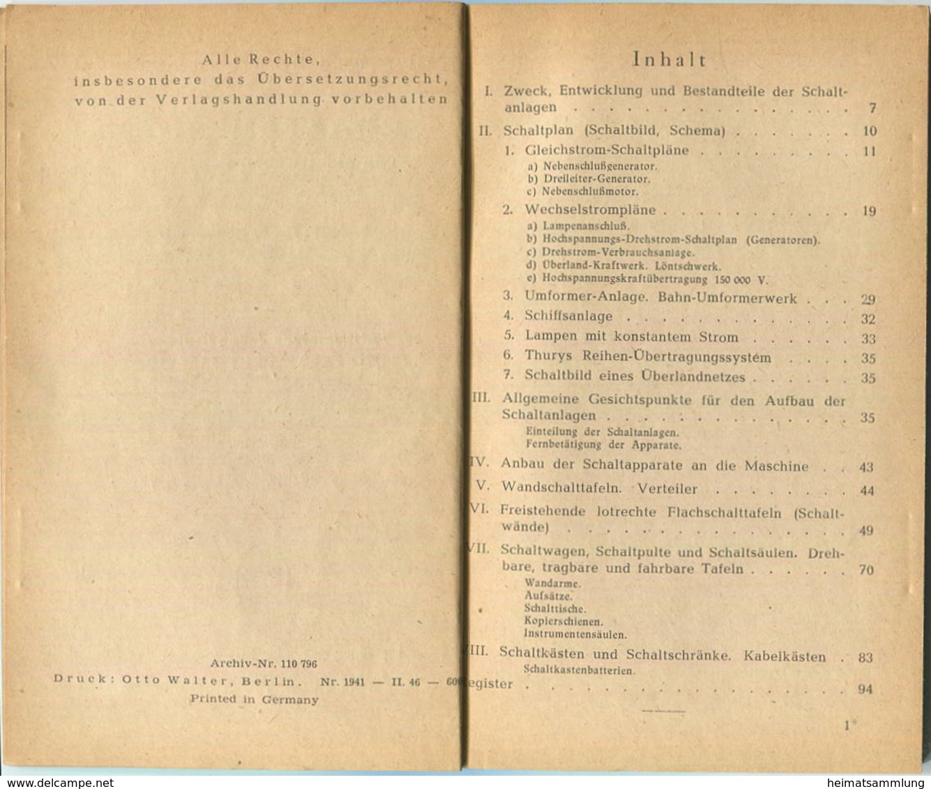 Sammlung Göschen - Schaltanlagen In Elektrischen Betrieben 1946 - 94 Seiten Mit 68 Abbildungen - Dritte Auflage - Verlag - Techniek