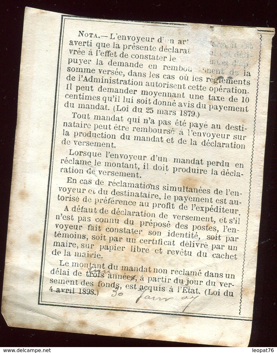 Récépissé De Mandat De Evron En 1907 - Prix Fixe - - 1877-1920: Periodo Semi Moderno