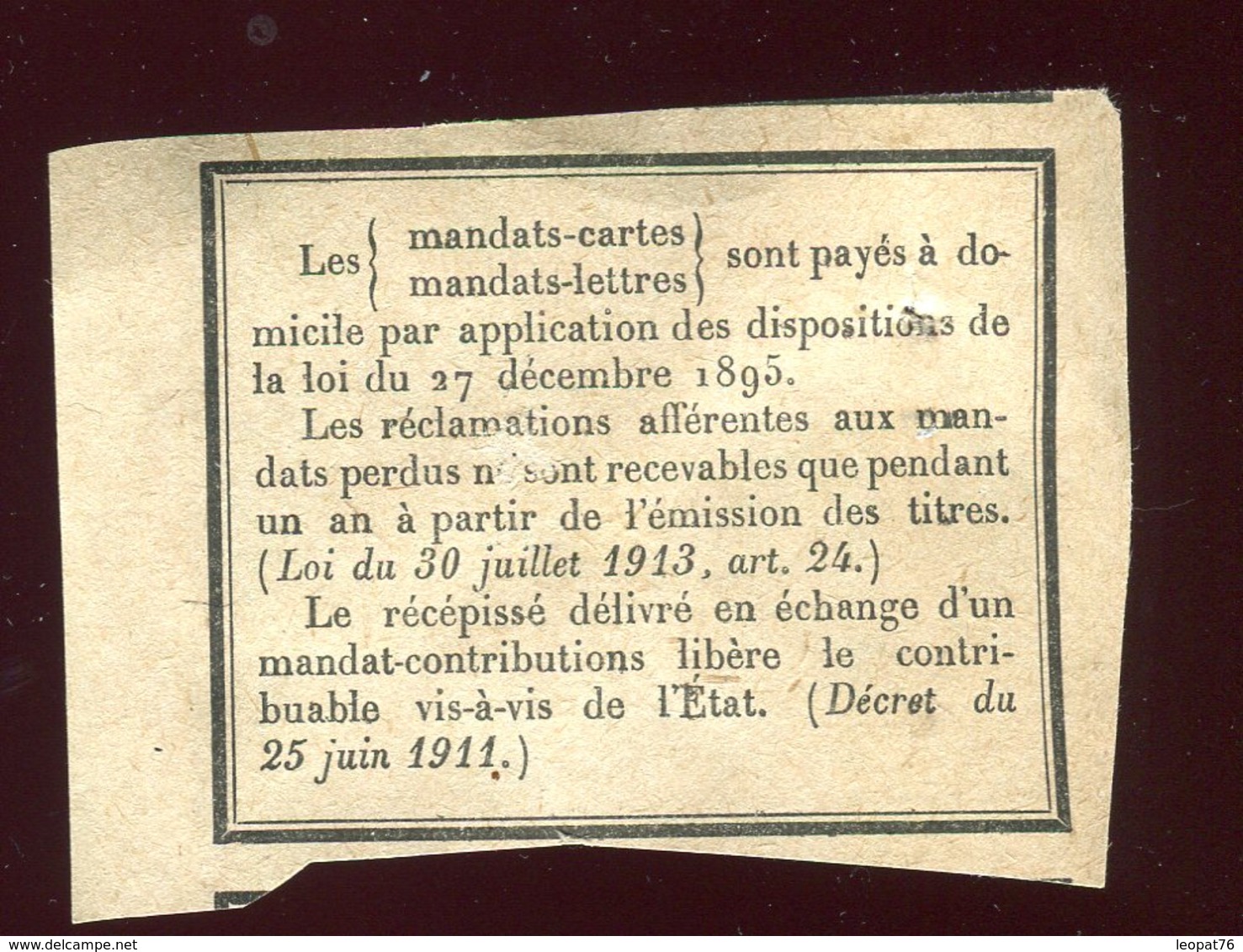 Récépissé De Mandat De Royan En 1926 - Prix Fixe - - 1921-1960: Période Moderne