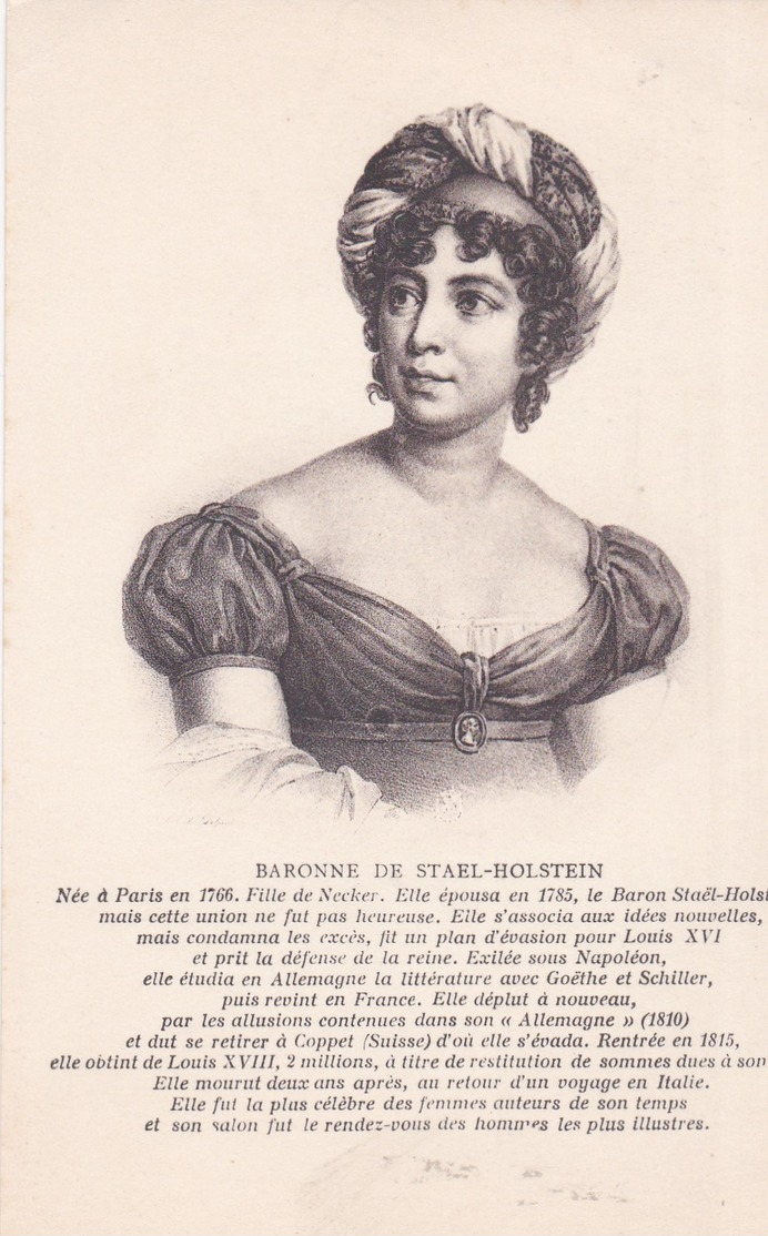 Portrait De La Baronne De STAEL-HOLSTEIN, Fille De Necker - Histoire