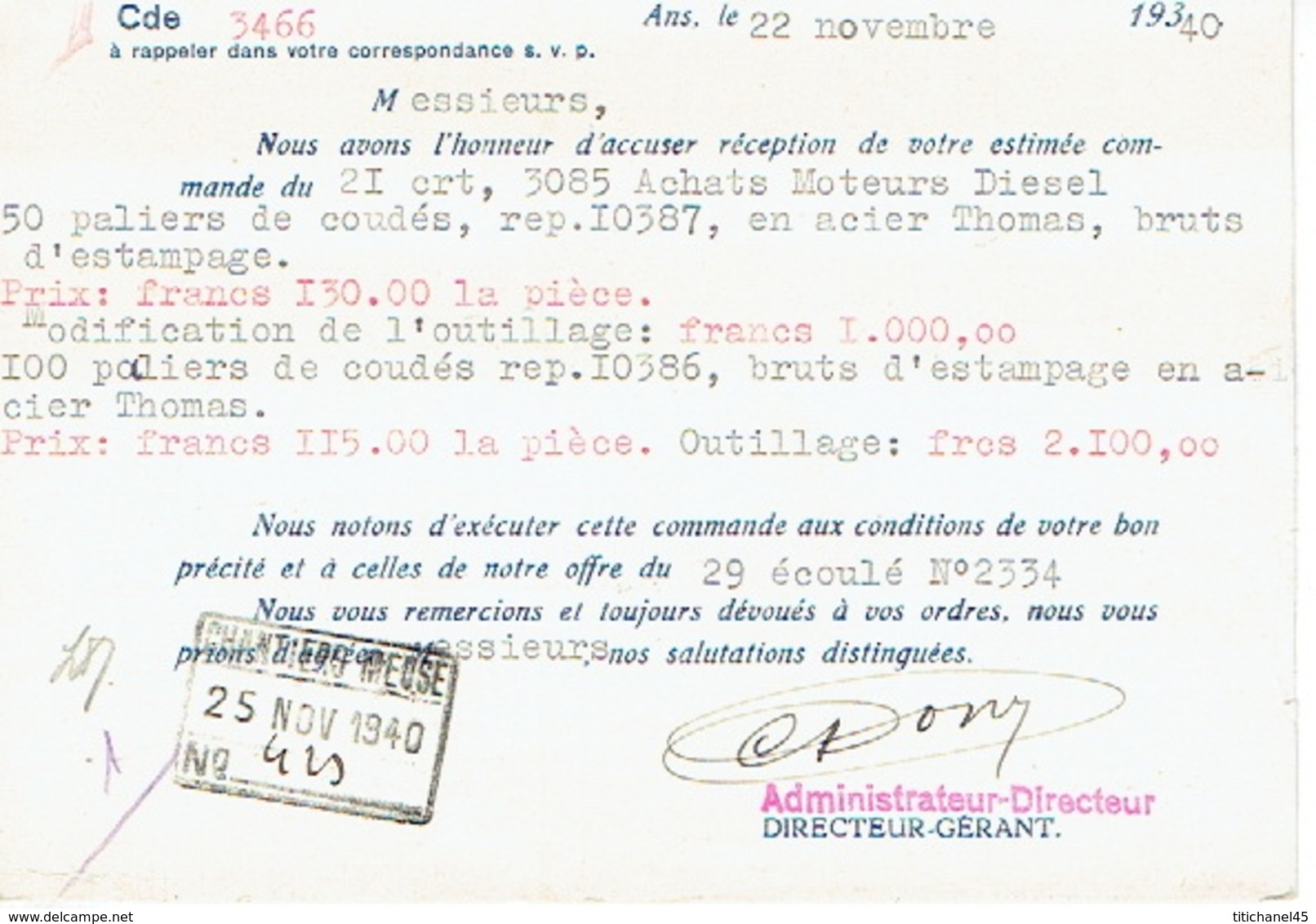 Carte Publicitaire 1940 ANS - COMPAGNIE INDUSTRIELLE D'ANS - Ans
