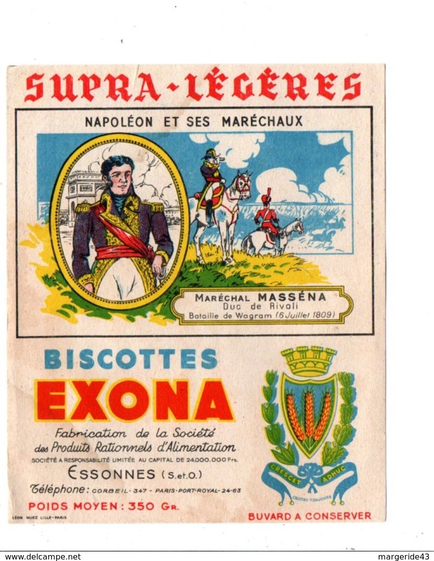 BUVARD BISCOTTES EXONA - NAPOLEON ET SES MARECHAUX - MASSENA - Other & Unclassified