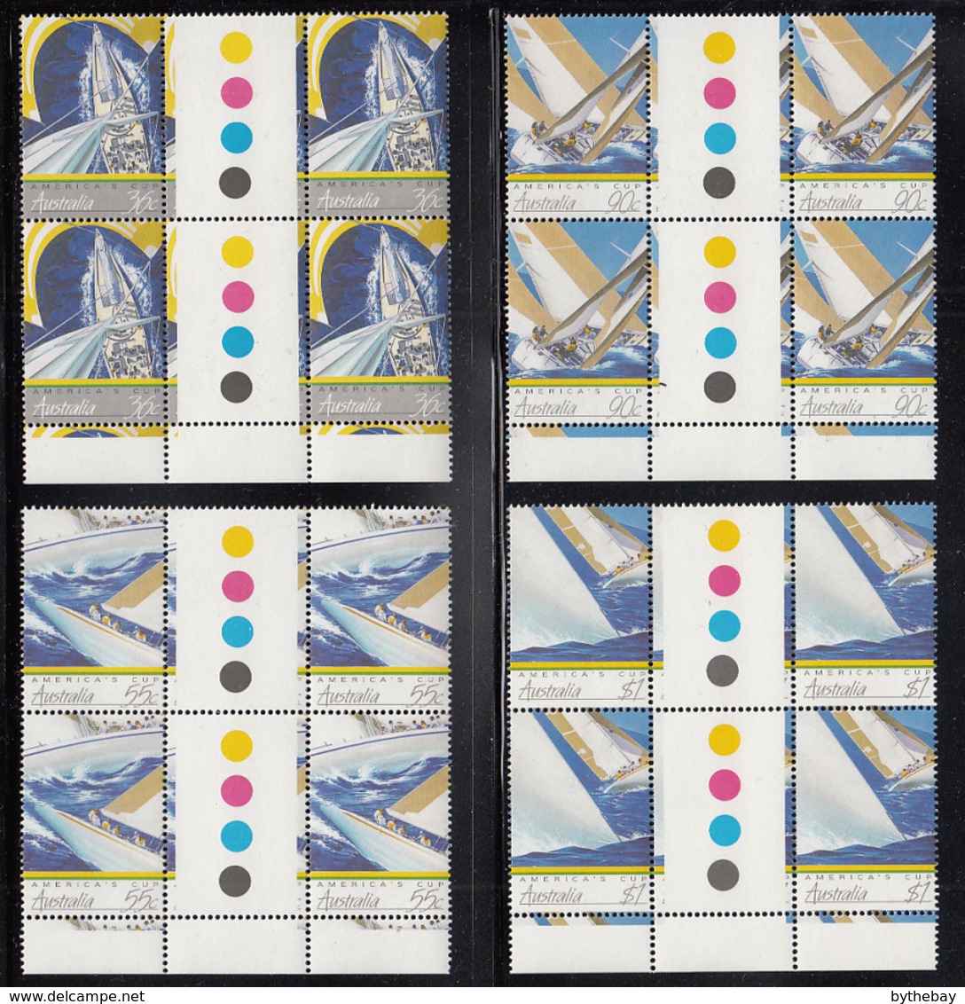 Australia 1987 MNH Scott #1011-#1014 America's Cup Yacht Race Set Of 4 Gutter Blocks Of 4 - Ongebruikt